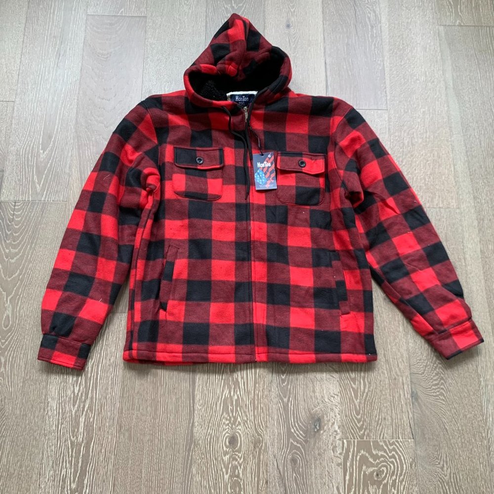 HanTon Buffalo plaid zip-up hoodie
